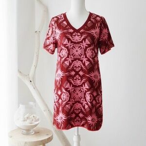 Scotch & Soda| Luxury Pink Red Tropical Pullover Short Sleeve Shift Dress Sz XS